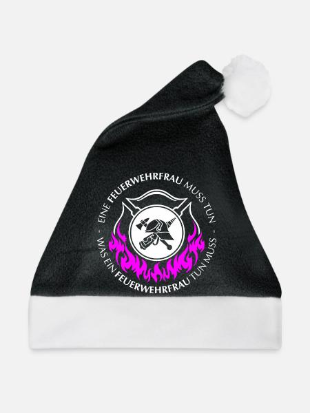 Eine Feuerwehrfrau muss tun hell - Weihnachtsmütze - Schwarz/Weiß - Vorne