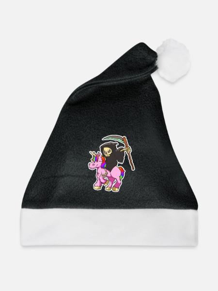 Einhorn und Sensenmann Geschenk - Weihnachtsmütze - Schwarz/Weiß
