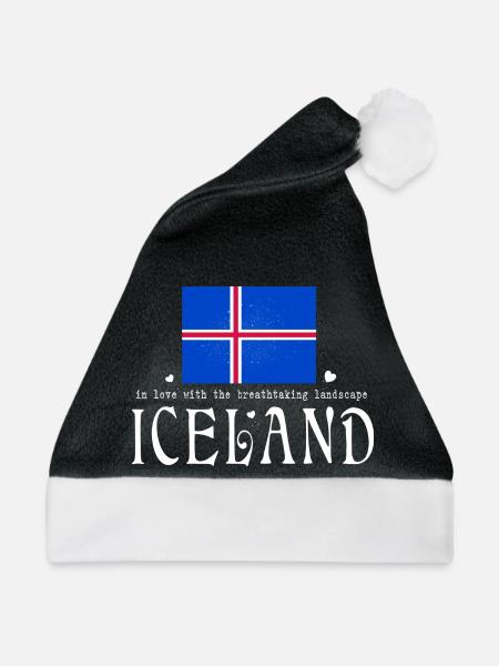 Iceland - Weihnachtsmütze - Schwarz/Weiß - Vorne