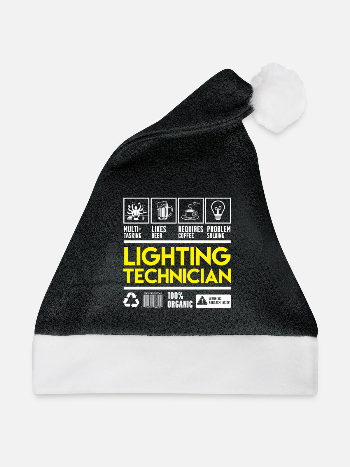 Licht Techniker - Weihnachtsmütze - Schwarz/Weiß - Vorne