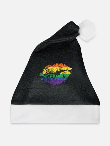 LGBT Rainbow Lips - Weihnachtsmütze - Schwarz/Weiß