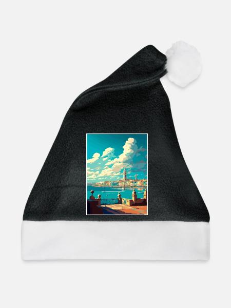 Cádiz Spanien Vintage Reiseposter WPA Souvenir - Weihnachtsmütze - Schwarz/Weiß - Vorne