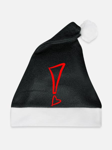 Ausrufezeichen mit Herz Rot - Weihnachtsmütze - Schwarz/Weiß