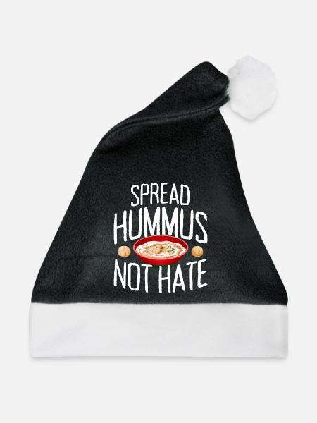 Spread Hummus Not Hate Vegan Geschenk Für Veganer - Weihnachtsmütze - Schwarz/Weiß - Vorne