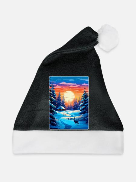 Lappland Finnland Vintage Reiseplakat Souvenir WPA - Weihnachtsmütze - Schwarz/Weiß - Vorne