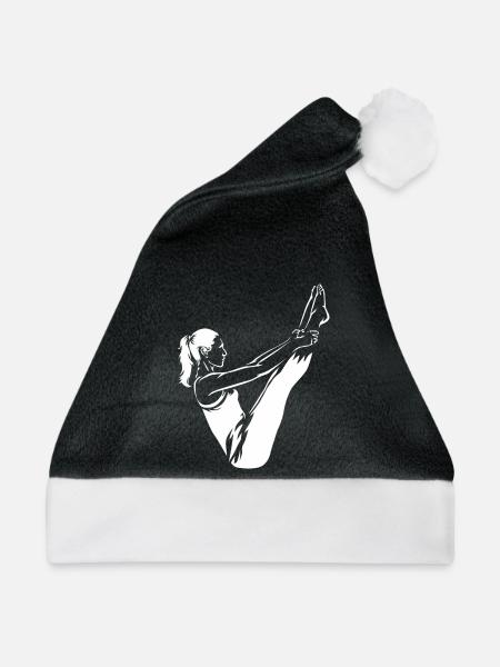 Geschmeidige Pilates Bodenmatte - Weihnachtsmütze - Schwarz/Weiß - Vorne