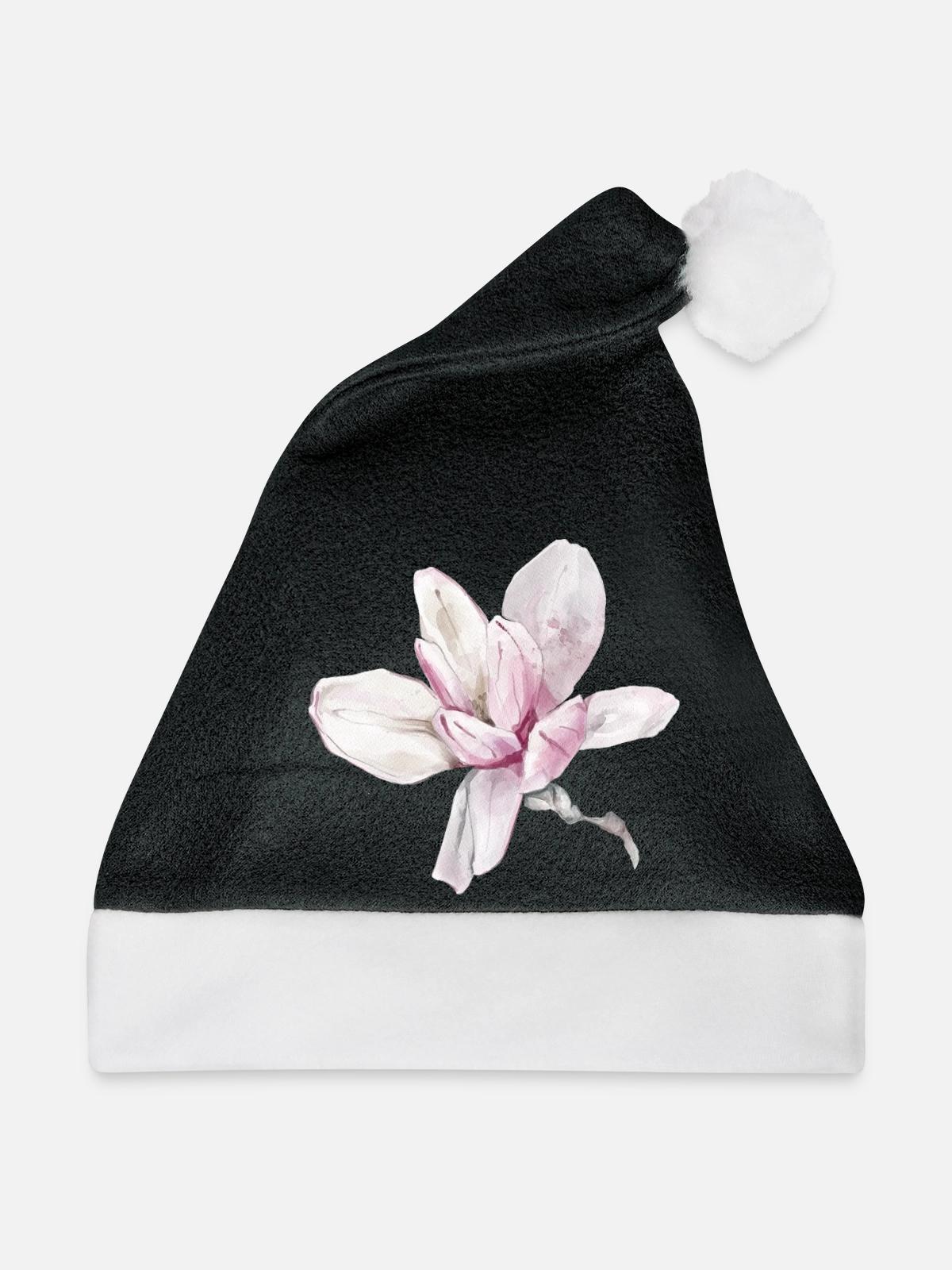 Blume - Weihnachtsmütze - Schwarz/Weiß - Vorne