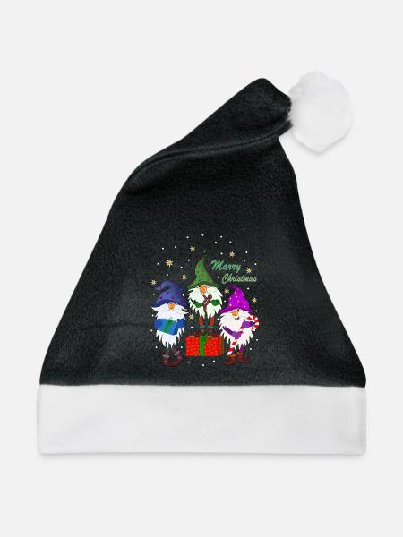 Weihnachten Gnome Kobolde Zwerge Weihnachtsgnome - Weihnachtsmütze - Schwarz/Weiß - Vorne