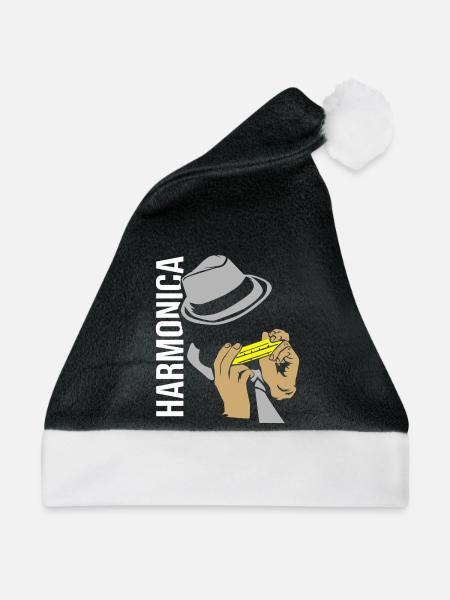 Funkige Mundharmonika Lagerfeuermusik - Weihnachtsmütze - Schwarz/Weiß - Vorne