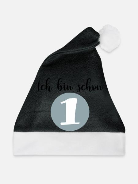 Erster Geburtstag - Weihnachtsmütze - Schwarz/Weiß - Vorne