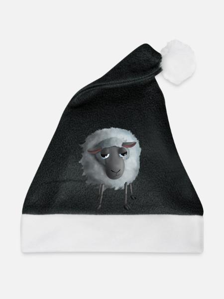 Gelangweiltes Schaf - Flauschige Illustration - Weihnachtsmütze -