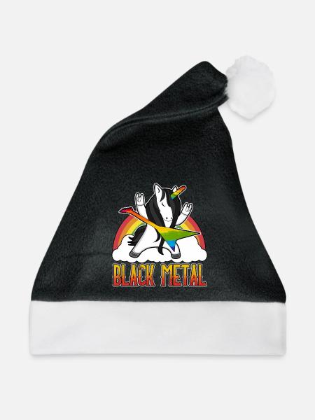 Black Metal Deathmetal Metalcore Rocker Unicorn - Weihnachtsmütze - Schwarz/Weiß - Vorne
