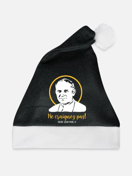 Fürchtet euch nicht - Papst Johannes Paul II JP2 - Weihnachtsmütze - Schwarz/Weiß - Vorne