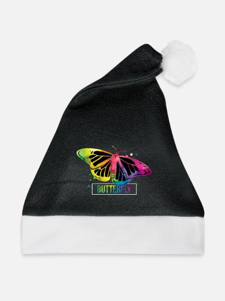 Schillernder Schmetterling Blumenwiese - Weihnachtsmütze - Schwarz/Weiß - Vorne