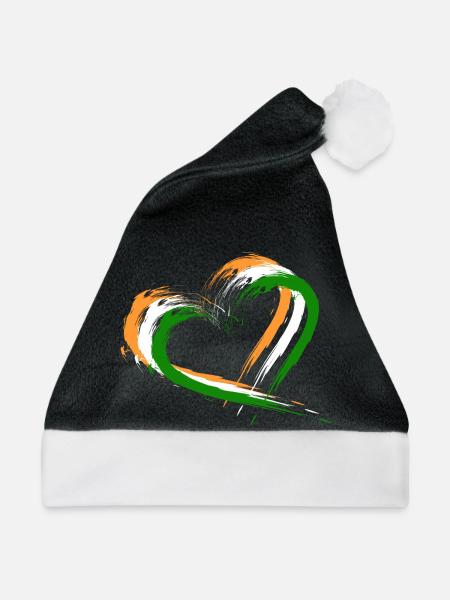Herz Bürste Flagge Indien Design Neu Vektor Fahne - Weihnachtsmütze - Schwarz/Weiß - Vorne