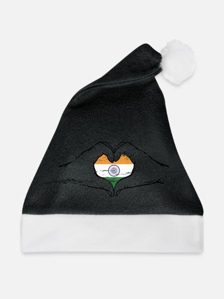 Indien Flagge Herzform used - Weihnachtsmütze - 