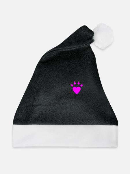 Katzenpfote Herz Pfote - Weihnachtsmütze - Schwarz/Weiß