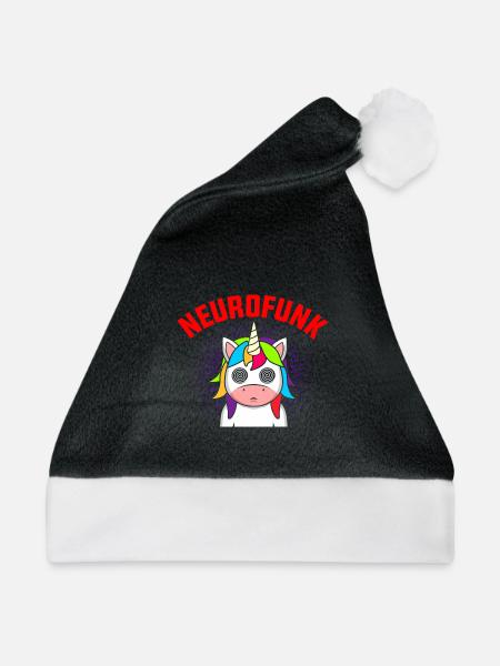 Neurofunk DnB Drumm & Bass Dubstep Festival Rave - Weihnachtsmütze - Schwarz/Weiß - Vorne