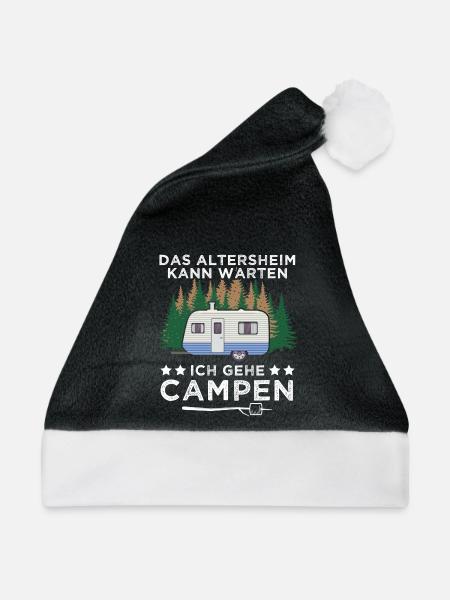 Camping Opa Wohnwagen Womo Geschenk - Weihnachtsmütze - Schwarz/Weiß - Vorne