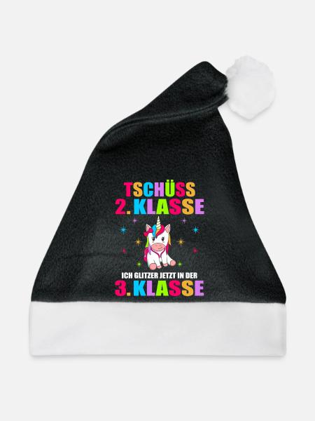 Tschüss 2.Klasse Ich Glitzer Jetzt In Der 3.Klasse - Weihnachtsmütze - Schwarz/Weiß - Vorne