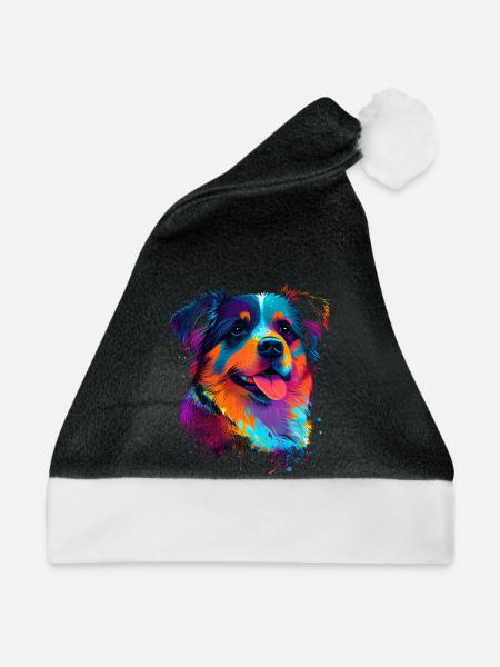 Süsser bunter Hund - Weihnachtsmütze - Schwarz/Weiß