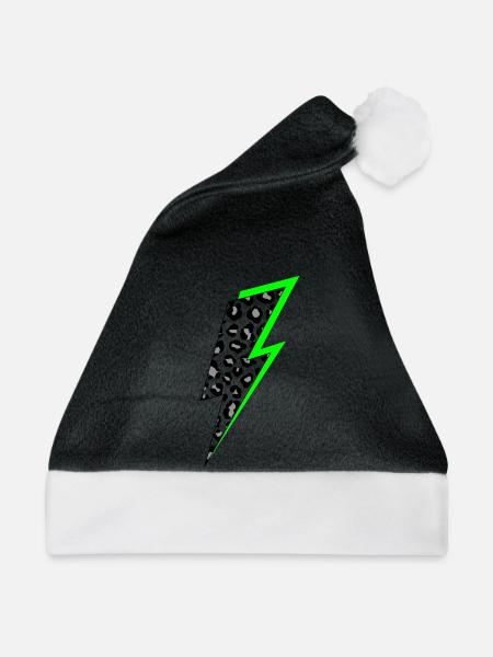 Blitz Leoparden Muster mit Neon Schatten - Weihnachtsmütze - Schwarz/Weiß - Vorne