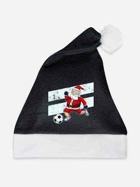 Fusball Weihnachtsmann Fußballer Weihnachten Stürm - Weihnachtsmütze - Schwarz/Weiß - Vorne