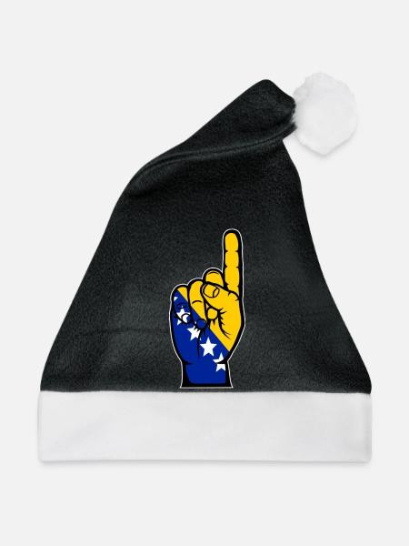 Bosnien Flagge Nummer 1 - Weihnachtsmütze - Schwarz/Weiß