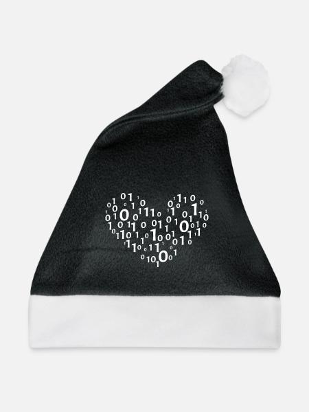 Herz Binär Kodierung - Weihnachtsmütze - Schwarz/Weiß - Vorne