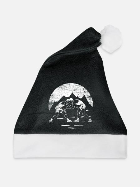 Bärenstarker Ringer Mattenkampf - Weihnachtsmütze - Schwarz/Weiß - Vorne