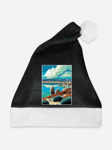 Mono Lake California Vintage Reiseposter WPA Kunst - Weihnachtsmütze - Schwarz/Weiß - Vorne