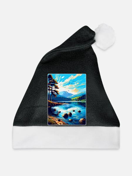 Derwentwater Cumbria Reiseposter Souvenir WPA - Weihnachtsmütze - Schwarz/Weiß - Vorne