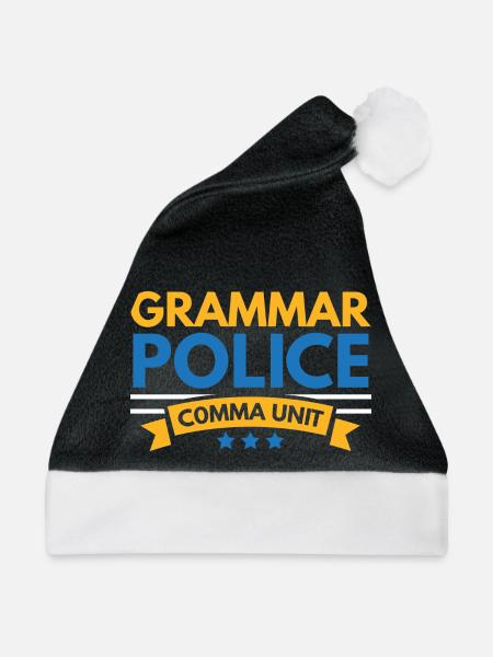 Grammatik-Polizei Komma-Einheit Englisch-Lehrer Sc - Weihnachtsmütze - Schwarz/Weiß - Vorne