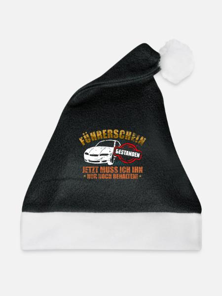 Führerschein Lustig Fahrschule B Führerschein - Weihnachtsmütze - Schwarz/Weiß - Vorne