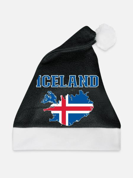 Iceland Flagge Landkarte - Weihnachtsmütze - Schwarz/Weiß - Vorne