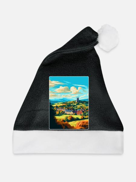 Great Malvern England Uk Reise Poster Souvenir - Weihnachtsmütze - Schwarz/Weiß - Vorne
