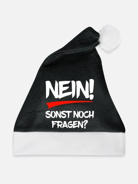 Nein - sonst noch Fragen? - Weihnachtsmütze - Schwarz/Weiß - Vorne