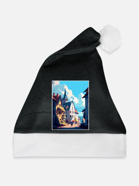 Murnau Deutschland Vintage Reiseposter WPA Souvenir - Weihnachtsmütze - Schwarz/Weiß