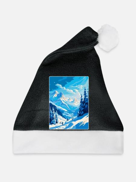 St. Anton am Arlberg Österreich Vintage Reiseplakat - Weihnachtsmütze - Schwarz/Weiß