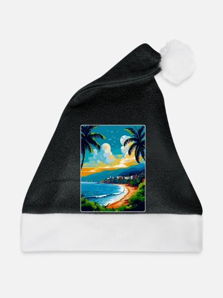 Côte D Azur Frankreich Côte d'Azur Frankreich Poster - Weihnachtsmütze - Schwarz/Weiß - Vorne