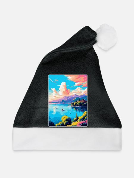 Lago Maggiore Schweiz Vintage Reiseplakat - Weihnachtsmütze - Schwarz/Weiß - Vorne