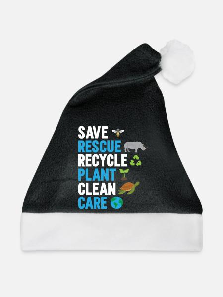 Umweltschützer Grüne Umweltschutz Spruch Öko - Weihnachtsmütze - Schwarz/Weiß - Vorne