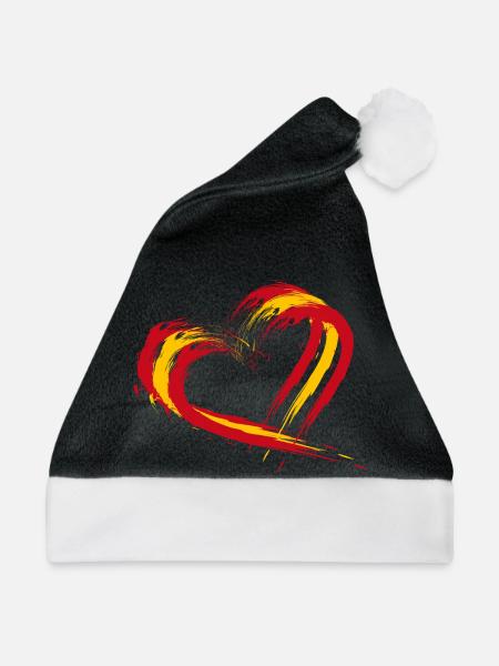 Herz Bürste Flagge Spaniens Fahne Urlaub Reise - Weihnachtsmütze - Schwarz/Weiß - Vorne