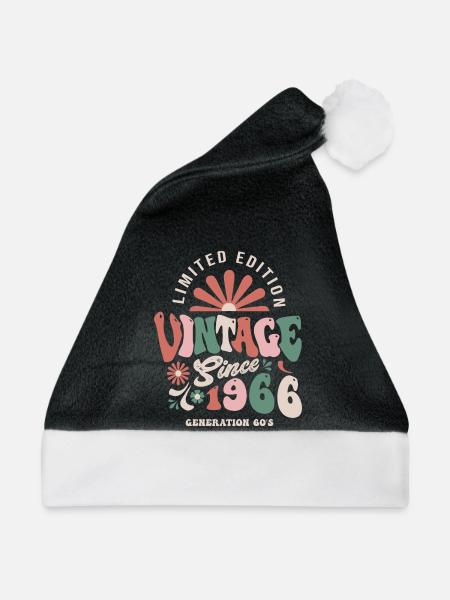 Geburtstagsgeschenk 1966 Jahrgang 1966 - Weihnachtsmütze - Schwarz/Weiß