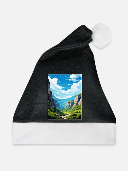 Vikos Schlucht Griechenland Deko Vintage Reiseposter WPA - Weihnachtsmütze - Schwarz/Weiß - Vorne
