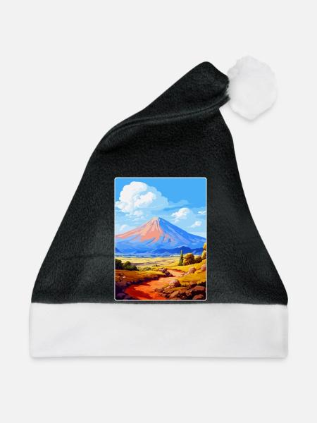 Teide Nationalpark Spanien Vintage Reiseplakat - Weihnachtsmütze - Schwarz/Weiß - Vorne