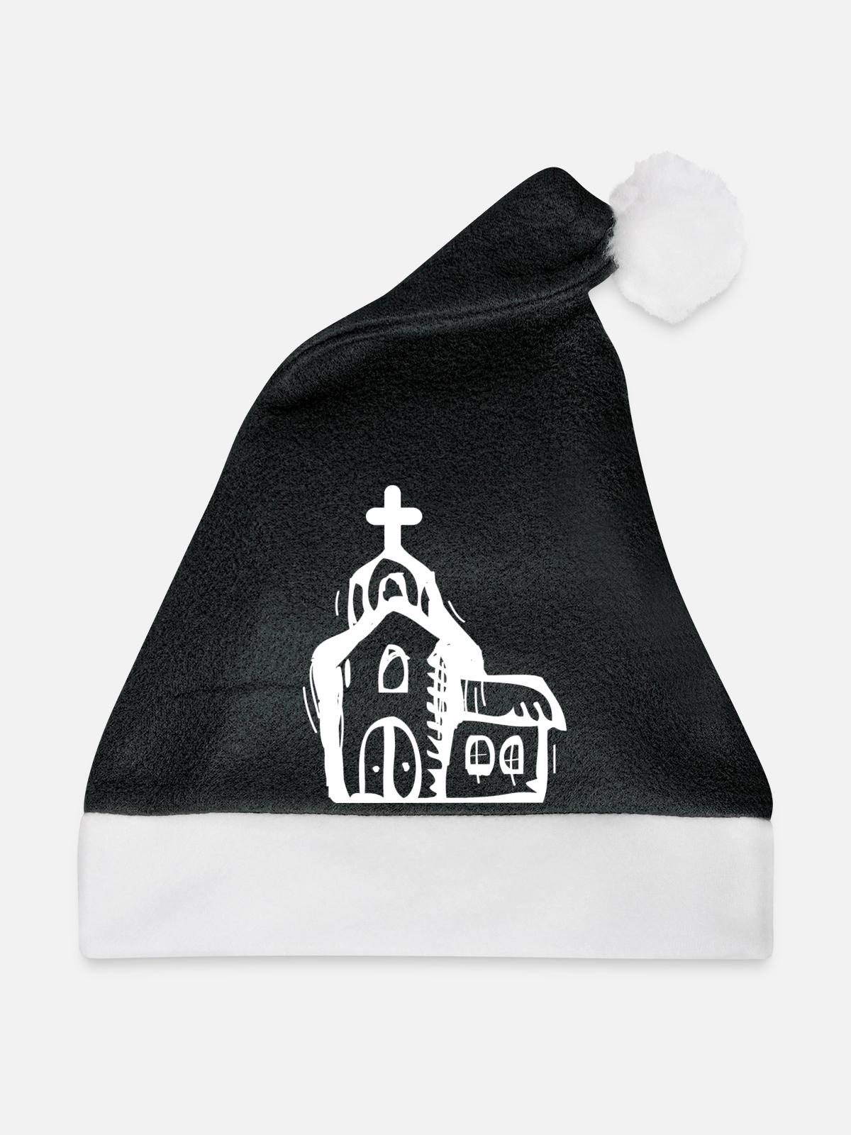Kirche - Weihnachtsmütze - Schwarz/Weiß - Vorne