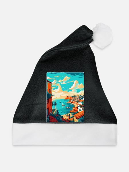 Lagos Portugal Vintage Reiseplakat Souvenir WPA - Weihnachtsmütze - Schwarz/Weiß - Vorne