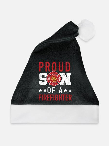 Stolzer Sohn eines Feuerwehrmannes Feuerwehrmann F - Weihnachtsmütze - Schwarz/Weiß - Vorne