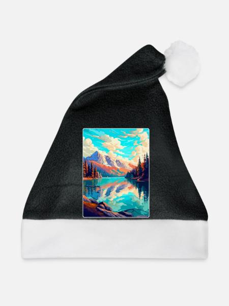 Caumasee Schweiz Vintage Reiseposter WPA Art - Weihnachtsmütze - Schwarz/Weiß - Vorne